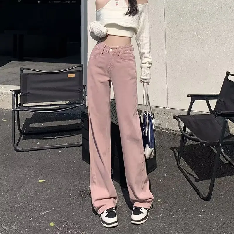 High-Waist Straight-Leg Jeans für Damen – Schwarz