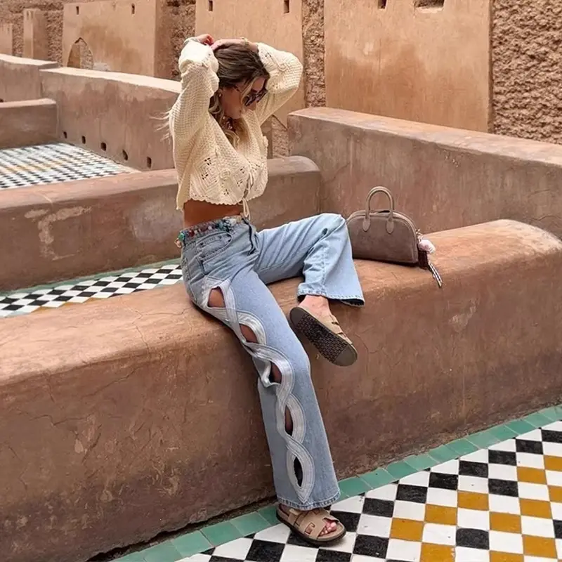 High-Waist Straight-Leg Jeans für Damen