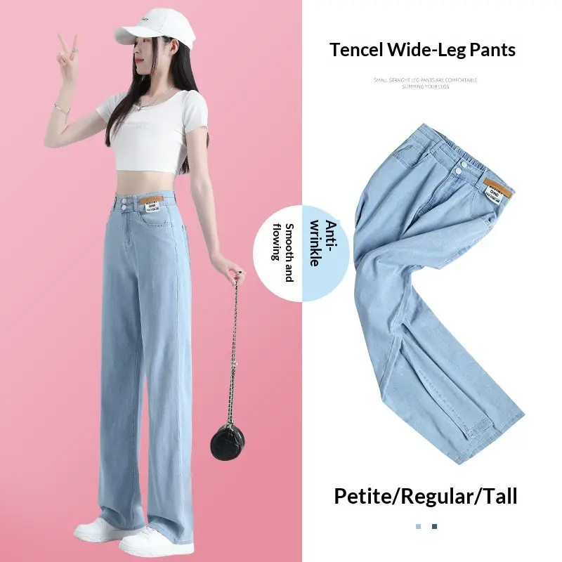 High-Waist Tencel Jeans mit weitem Bein