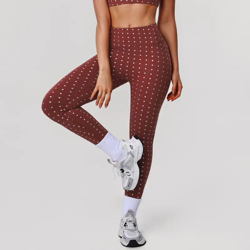 High-Waist Yoga-Pants mit Polka-Dots