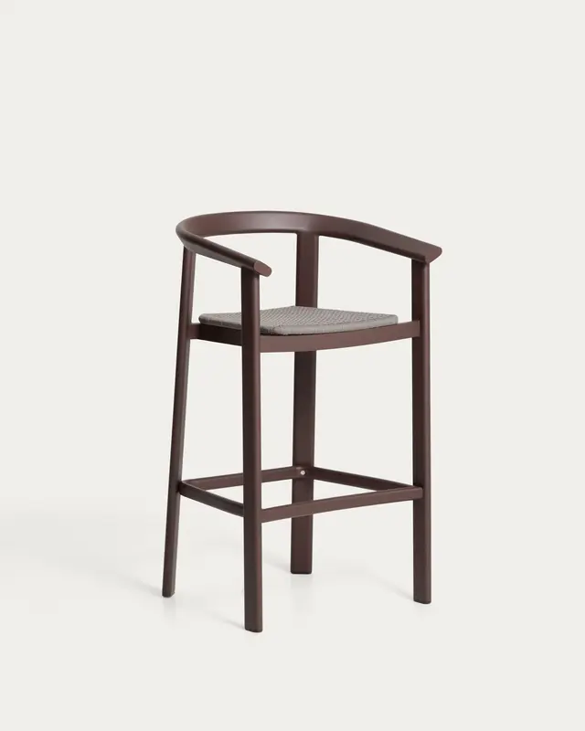 Hocker Erice aus Aluminium und braunem Seil, 75 cm