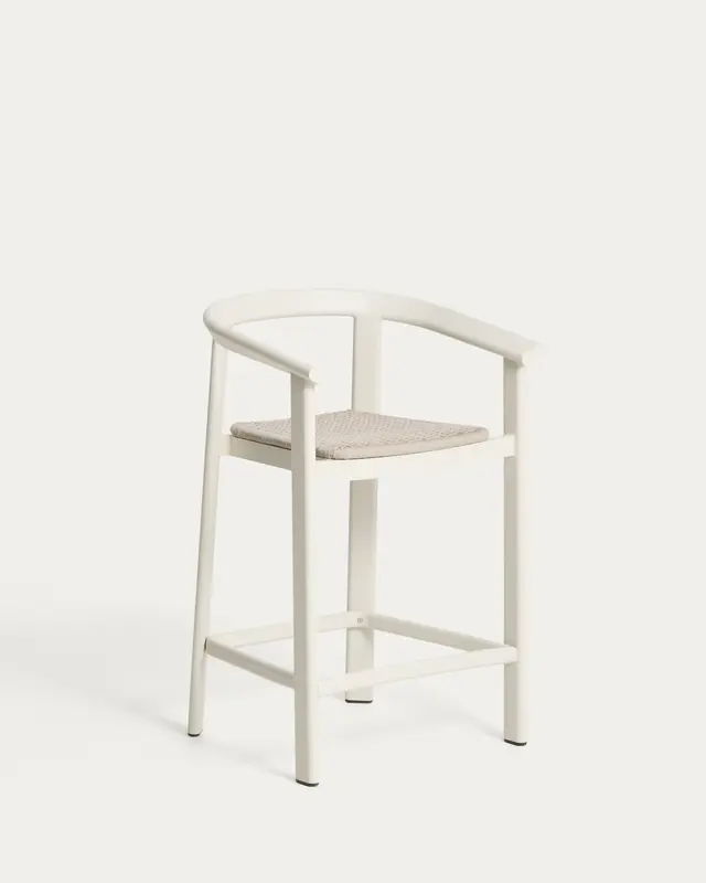 Hocker Erice aus Aluminium und ecrufarbenem Seil, 65 cm