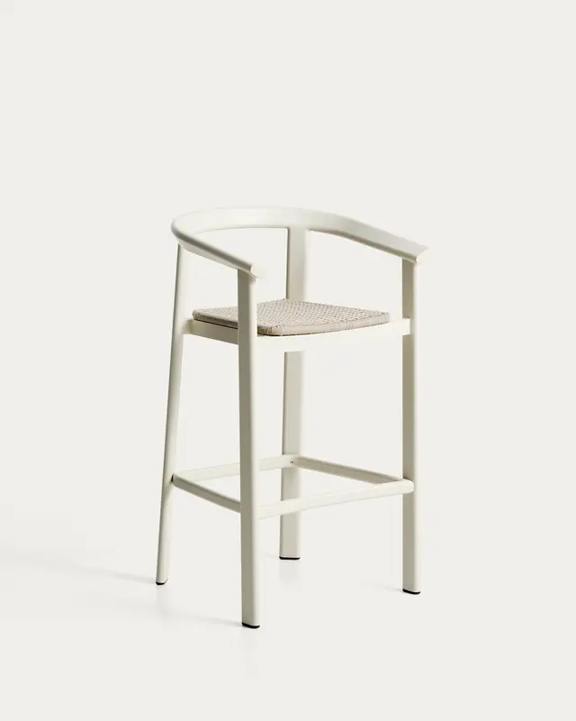 Hocker Erice aus Aluminium und ecrufarbenem Seil, 75 cm