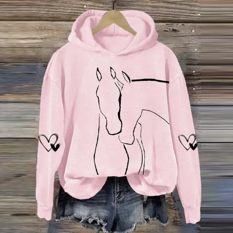 Hoodie mit einfacher Linien-Muster
