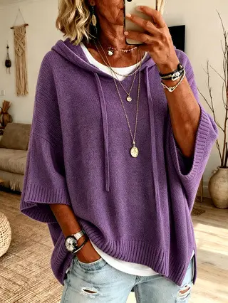 Hoodie mit Kordelzug – Weit geschnittener Jackenpulli