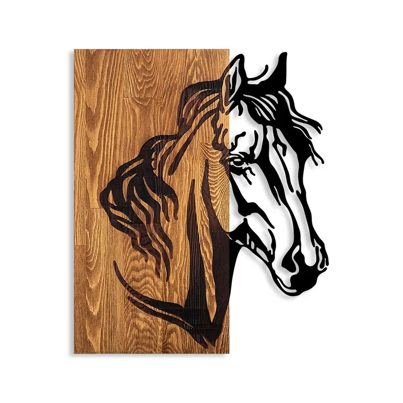 Horse 1 Wanddeko - Walnuss Schwarz