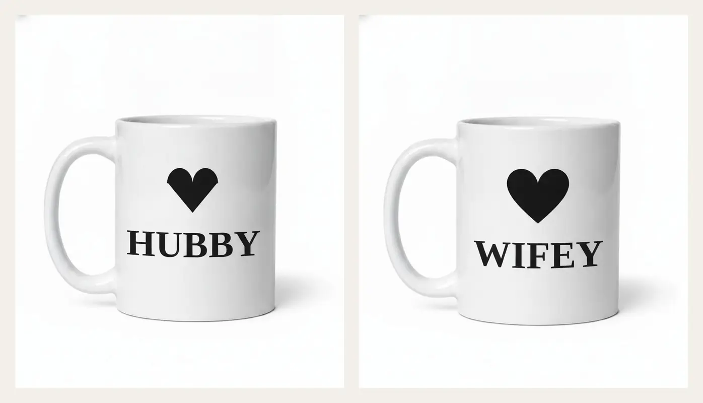 Hubby & Wifey Tassen-Set · 2 Tassen mit Herz ❤