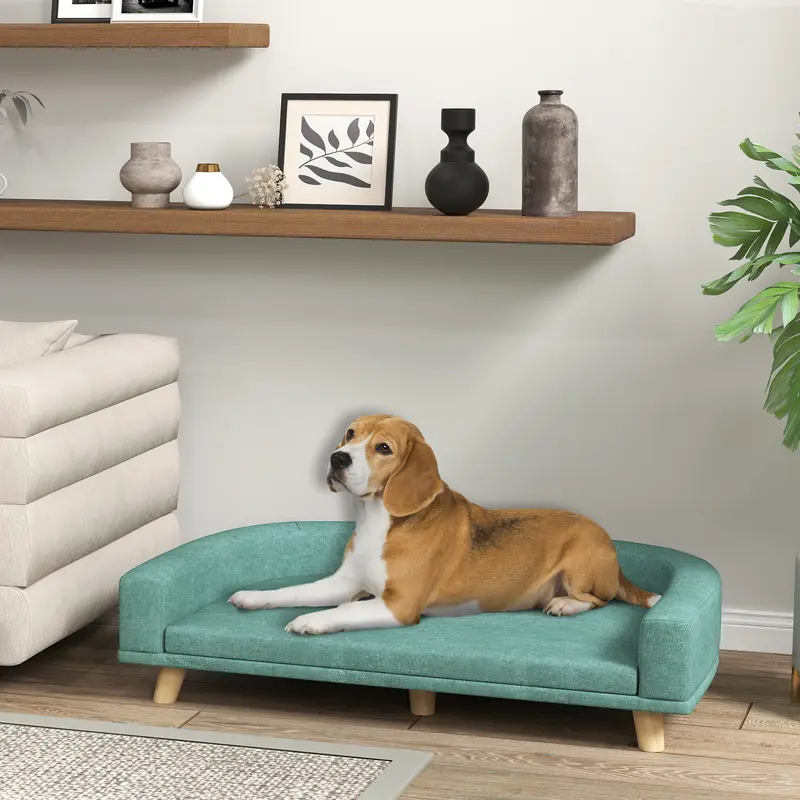 Hundesofa-Bett mit waschbarem Kissen für grosse Hunde & Katzen, grün