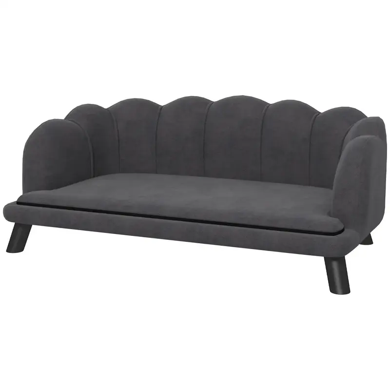 Hundesofa mit Rückenlehne Haustiersofa Hundebett Dunkelgrau, 98,5x60,5x35,5cm