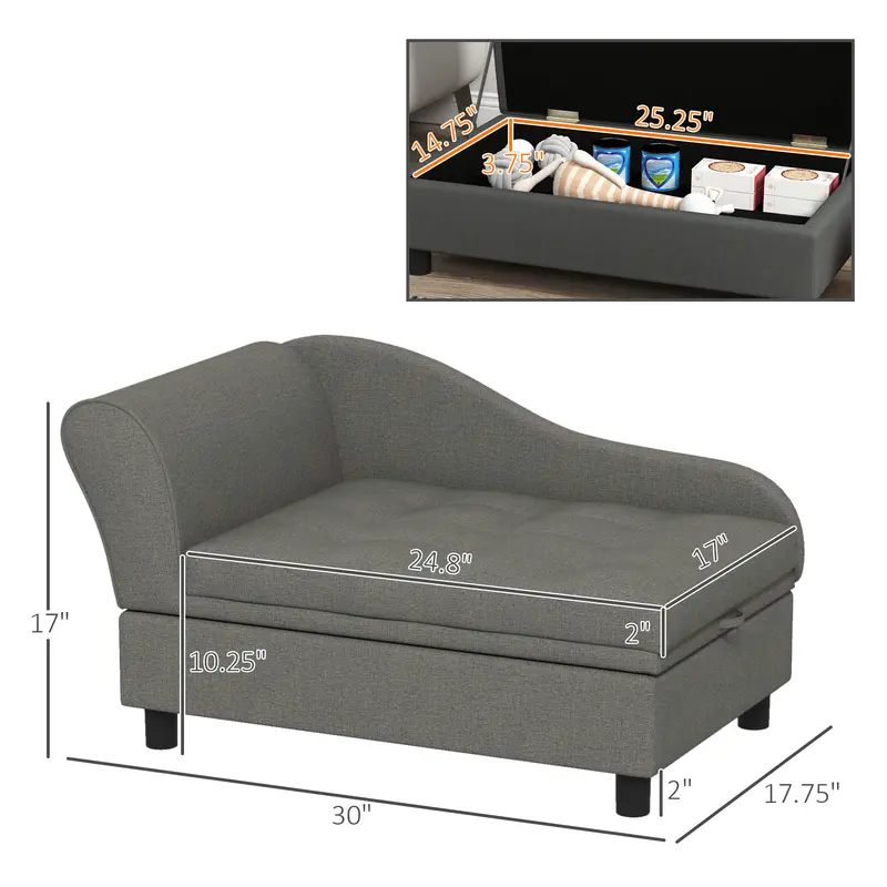 Hundesofa mit Stauraum, Grau