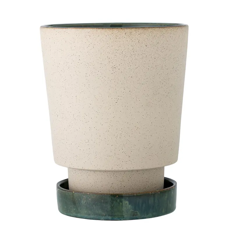 Idril Blumentopf mit Untertasse, Natur, Steingut