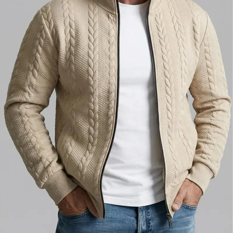 Jacquard Stehkragen Jacke für Herren
