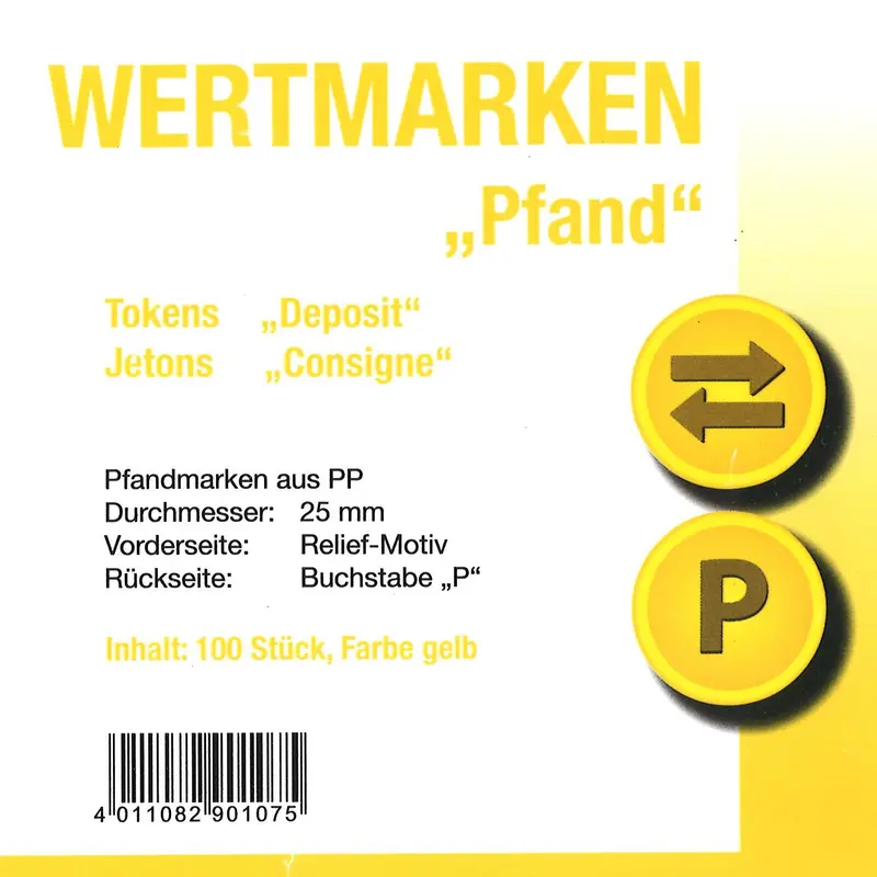 Jetons Wertmarken Pfand gelb