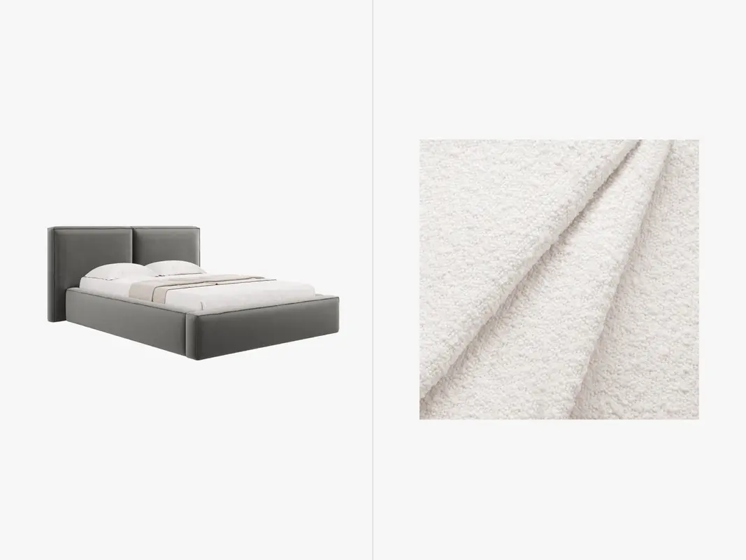 Jodie Boucle Bett mit Stauraum und Headboard 140cm