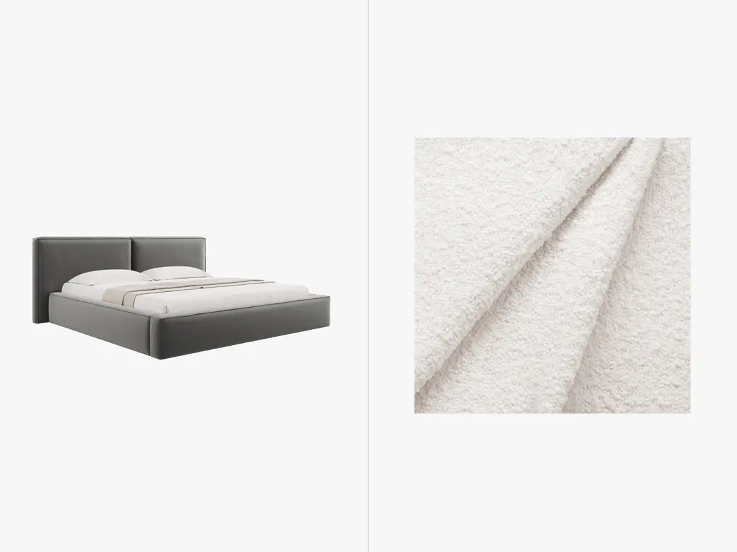 Jodie Boucle Bett mit Stauraum und Headboard 200cm