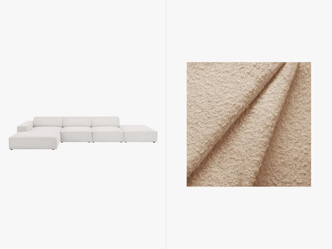 Jodie Boucle modulares Ecksofa links 5 Sitzer
