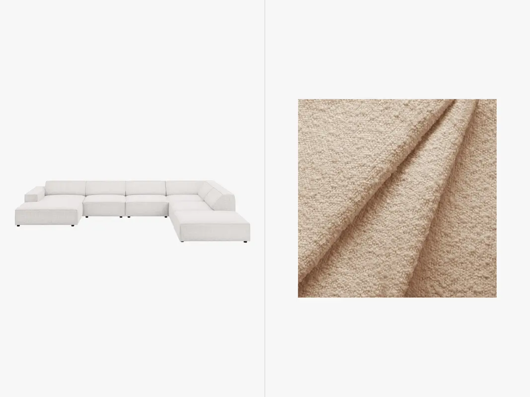 Jodie Boucle modulares Panoramic Ecksofa rechts 7 Sitzer