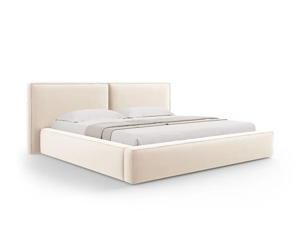 Jodie Velour Bett mit Stauraum und doppeltem Headboard 200cm