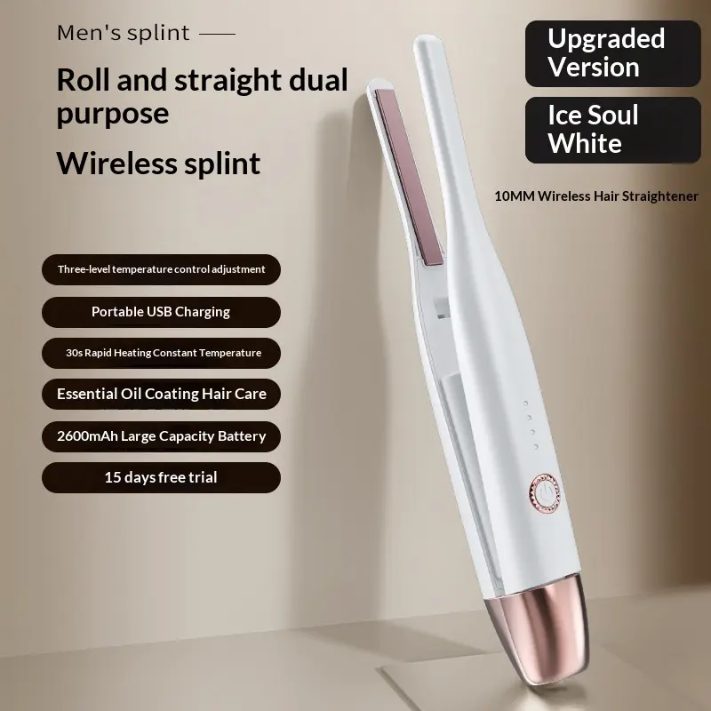 Kabelloser Mini-Haarglätter und Lockenstab für Herren