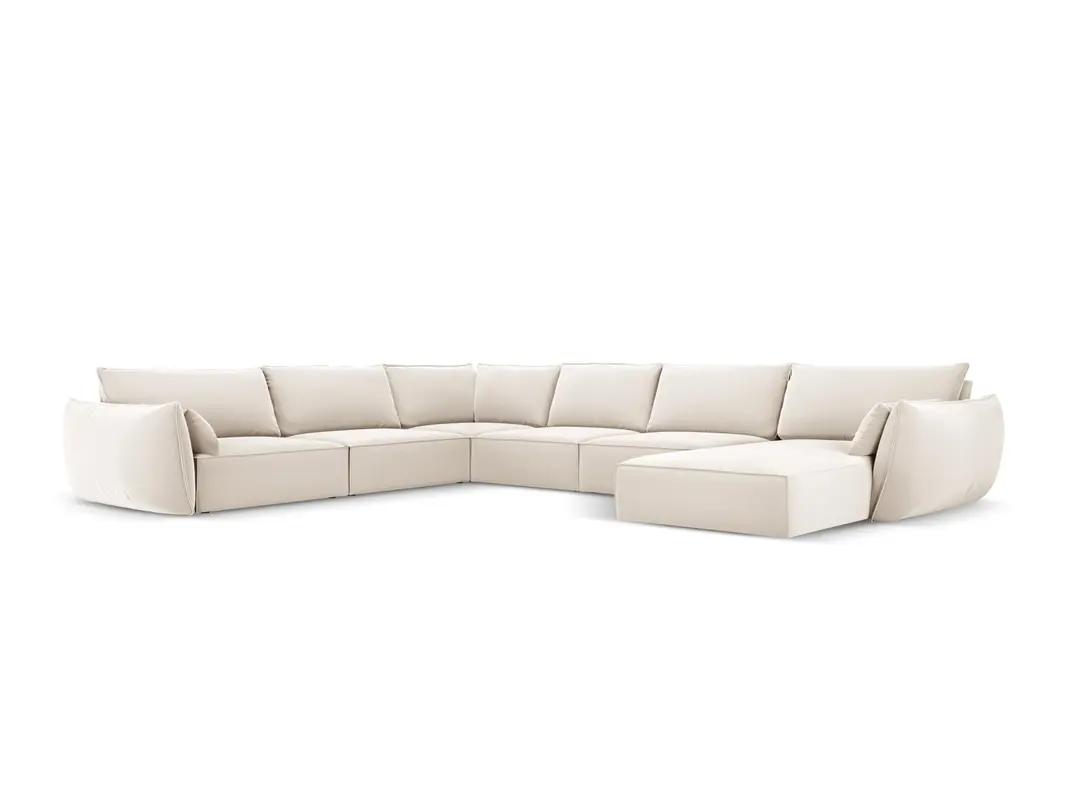 Kaelle Velour Panoramic Ecksofa links 8 Sitzer
