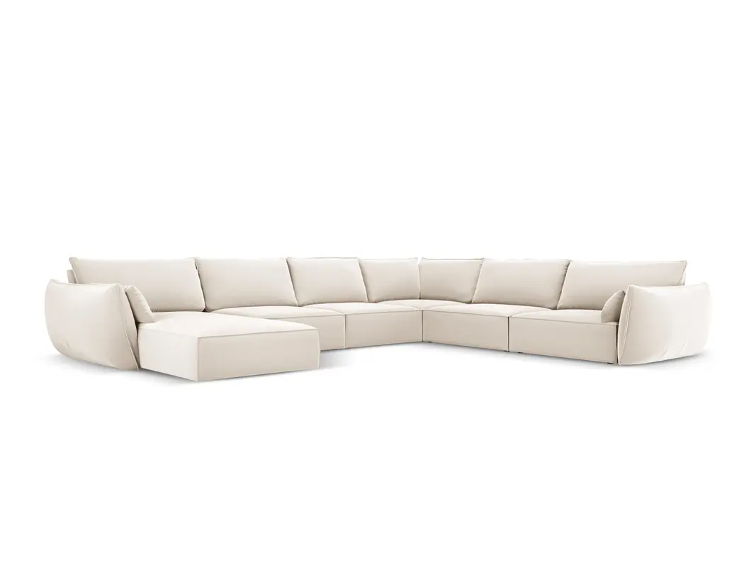 Kaelle Velour Panoramic Ecksofa rechts 8 Sitzer