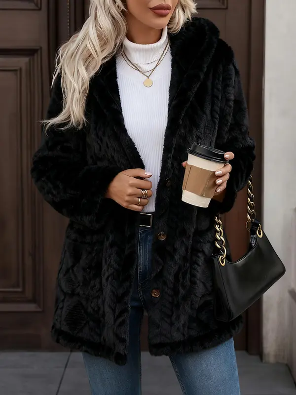 Kapuzen-Cardigan «Cosy» · uni, mit Knöpfen (Damen)