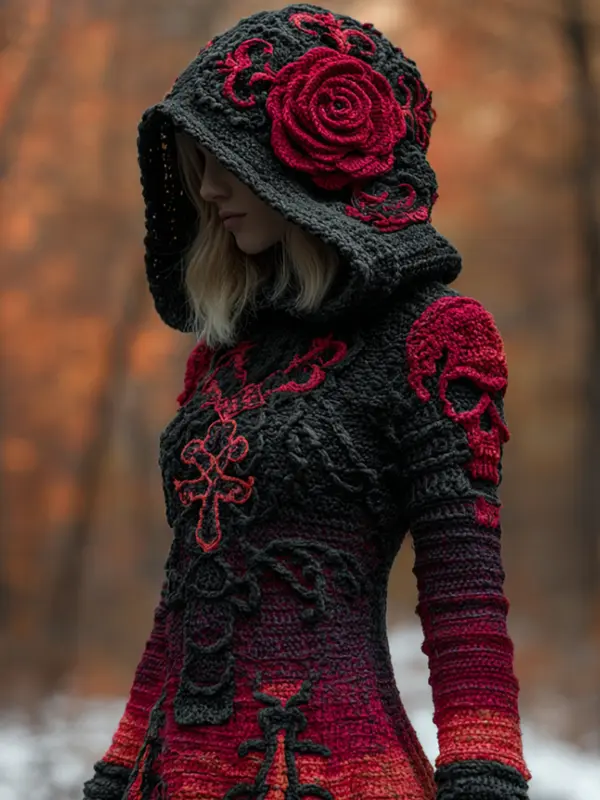 Kapuzen-Sweatshirt mit Blumenmuster · Modell 2