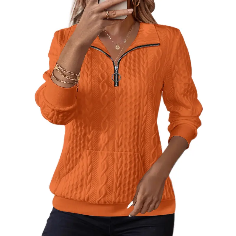 Kapuzenpullover mit halbem Reissverschluss für Damen