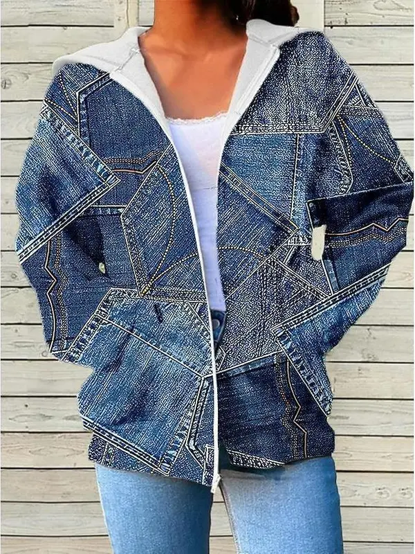 Kapuzenpullover mit Reissverschluss & Print