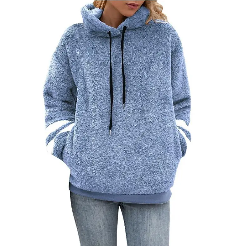 Kapuzenpullover mit Rippstruktur und Fell-Details