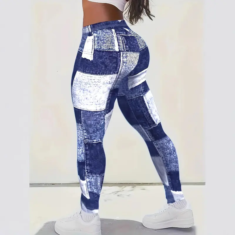 Karierte Colorblock Leggings für Damen