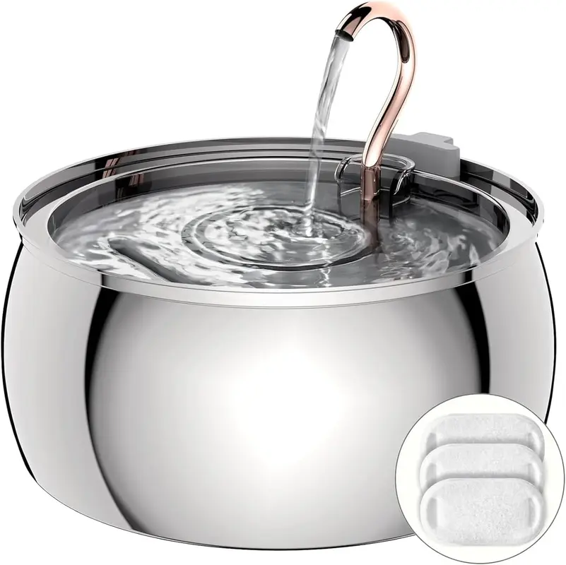 Katzenbrunnen PET-0007, 4,0 l Wasserbrunnen für Katzen, Edelstahl