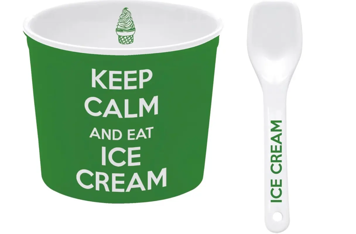 Keep Calm Porzellan Eisbecher, grün, D8.5cm