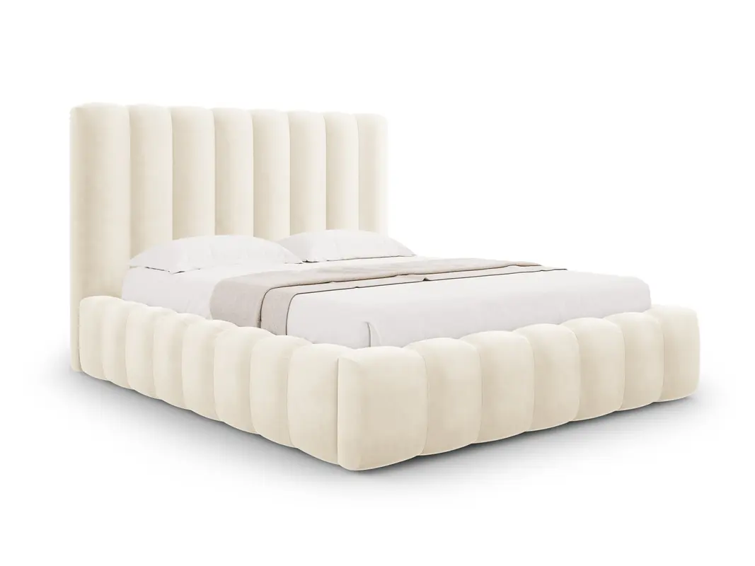 Kelp Velour Bett mit Stauraum und Headboard