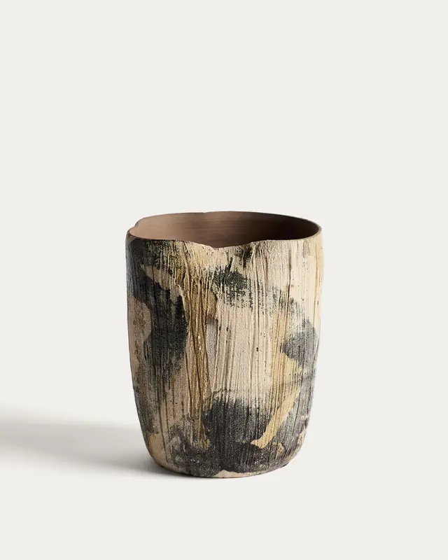 Keramikvase Dirva in Braun, 23 cm
