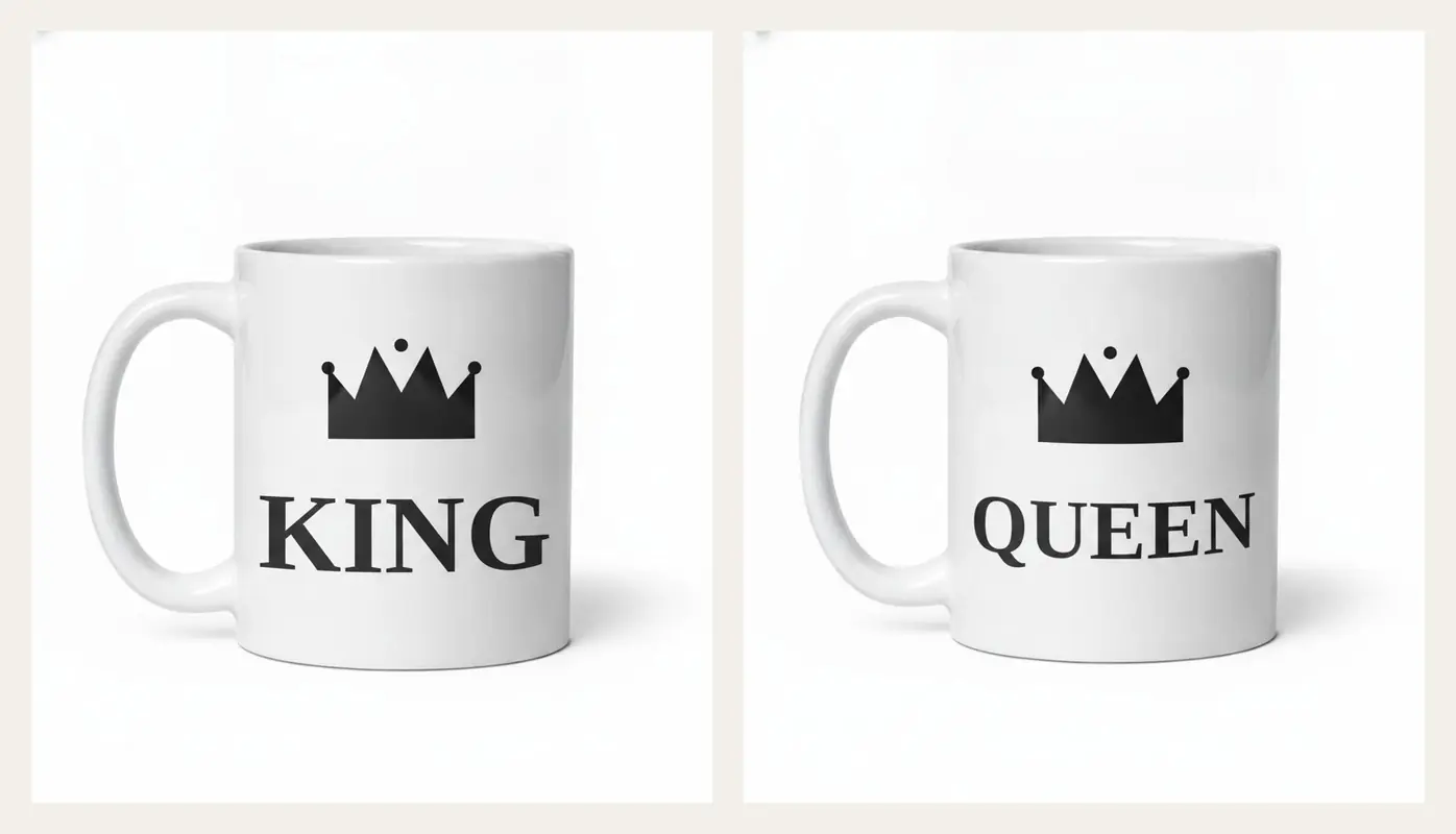 King & Queen Tassen-Set · 2 Tassen für Paare 👑