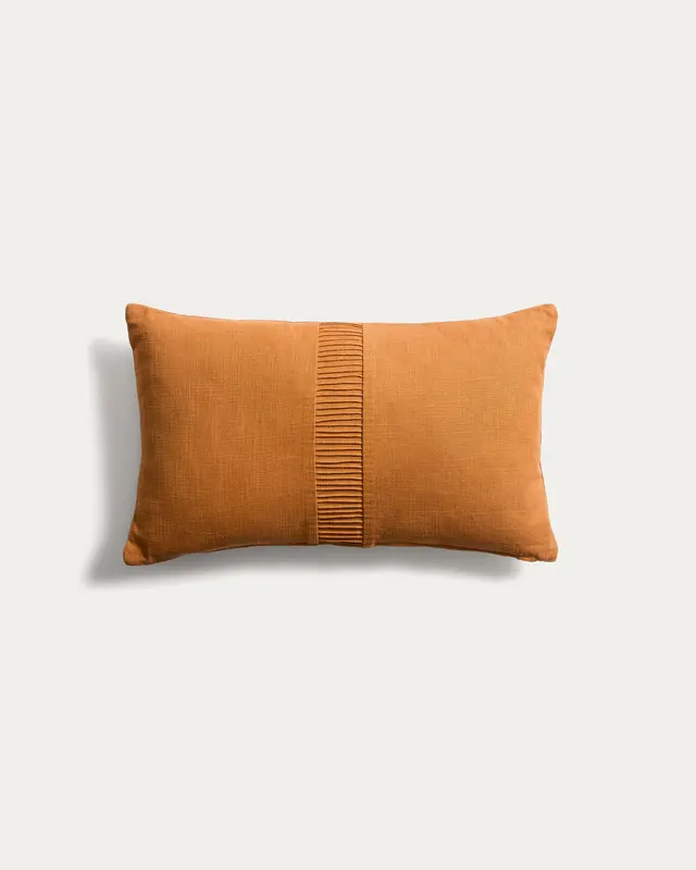 Kissenbezug Luadia aus Baumwolle mit Plisseedetail in Orange, 30 x 50 cm