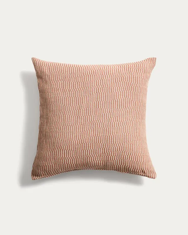 Kissenbezug Nerel aus Baumwolle und Leinenjacquard in Orange, 50 x 50 cm