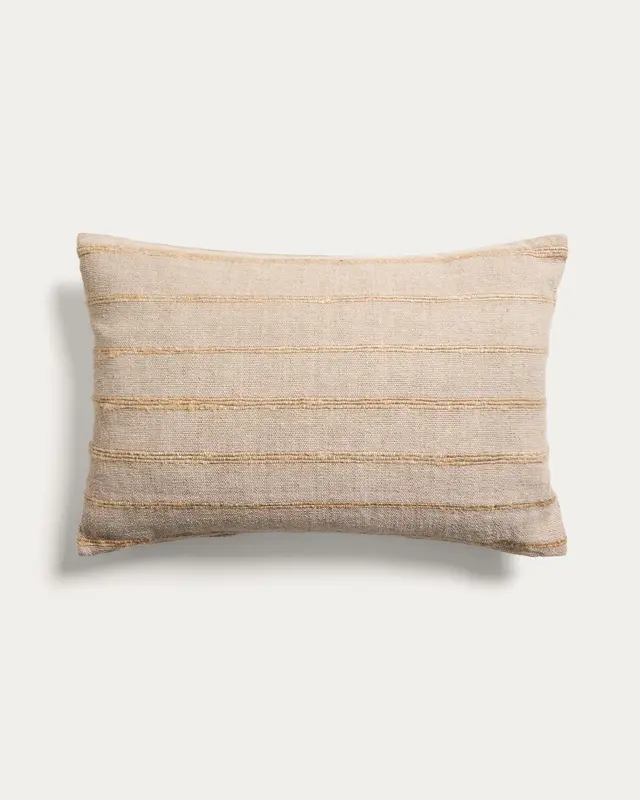 Kissenbezug Riena aus Baumwolle und Viskose in Beige, 40 x 60 cm