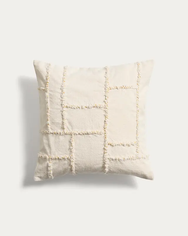 Kissenbezug Verion mit geometrischer Stickerei in Gelb, 45 x 45 cm