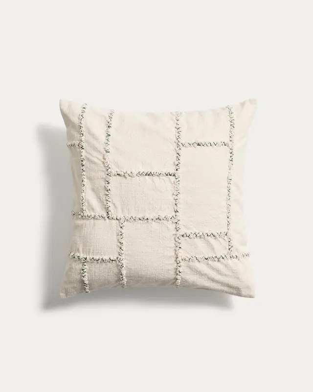 Kissenbezug Verion mit geometrischer Stickerei in Grün, 45 x 45 cm