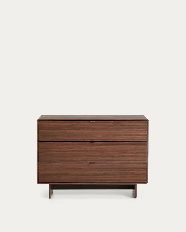 Kommode Norlen in Nussbaumfurnier mit 3 Schubladen, FSC Mix Credit 107 x 75 cm