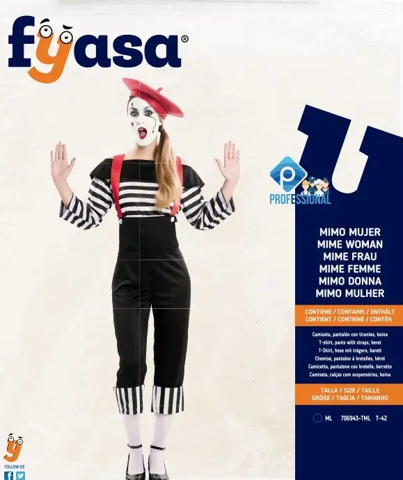 Kostüm Mime Frau Gr. M/L