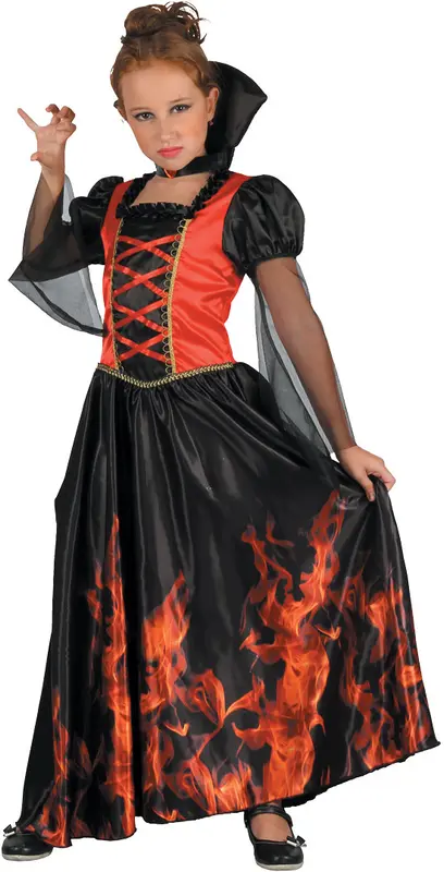Kostüm Vampirin mit Flammen