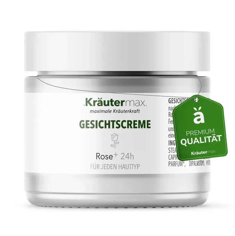 Kräutermax Gesichtscreme Rose Plus 24h – Zarte Pflege mit Rosenblüten & Aloe Vera - 50 ml