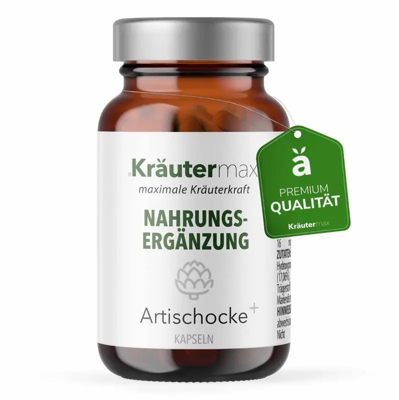 Kräutermax Leber Fit Artischocken PLUS Mariendistel, Curcuma, Cholin - 60 Kapseln