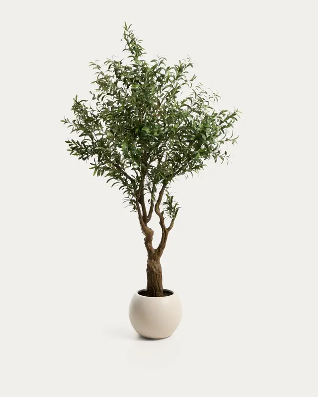Künstlicher Olivenbaum mit weissem Topf, 210 cm