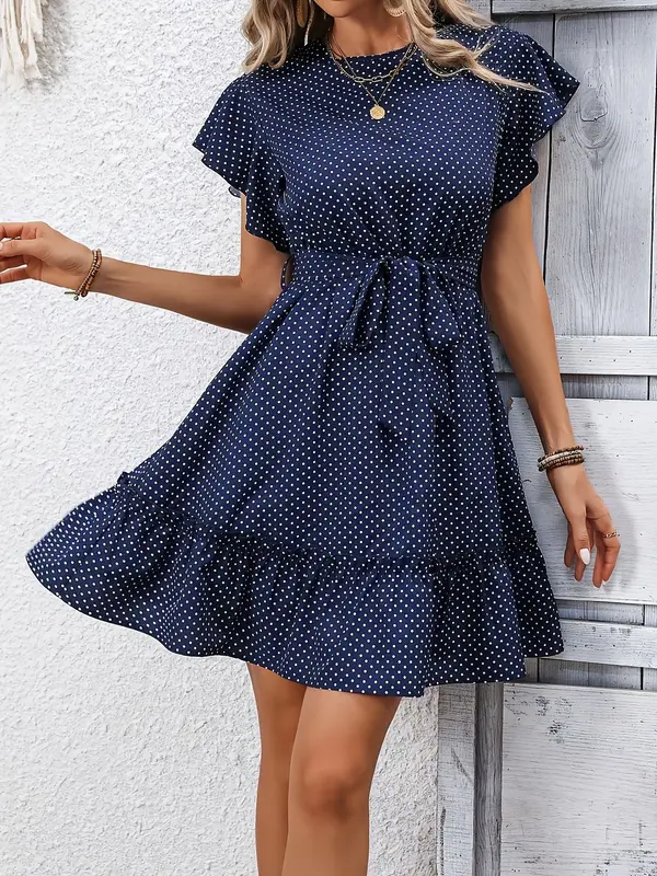 Kurzarm-Kleid mit Ruffles