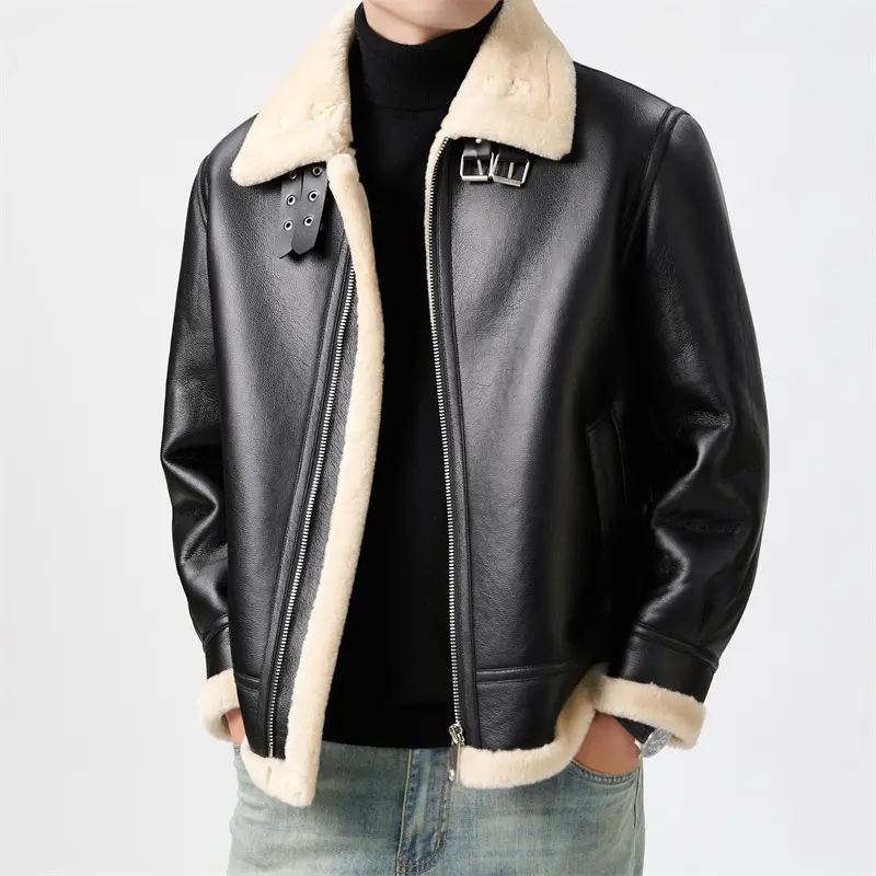 Kurze Shearling-Jacke für Herren mit Fellfutter