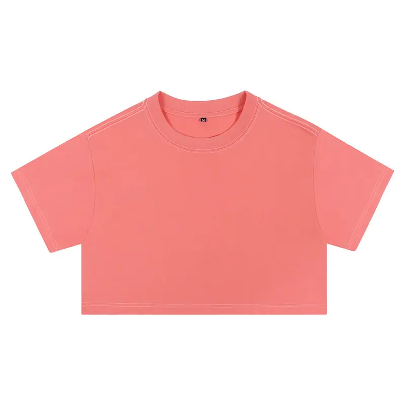 Kurzes Baumwoll-Crop-Top mit Rundhals
